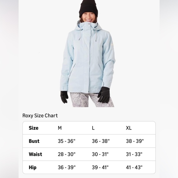 NWT Roxy Billie Ski Jacket Large Blue Women's Jacket 10k Waterproof Snow - Picture 11 of 13